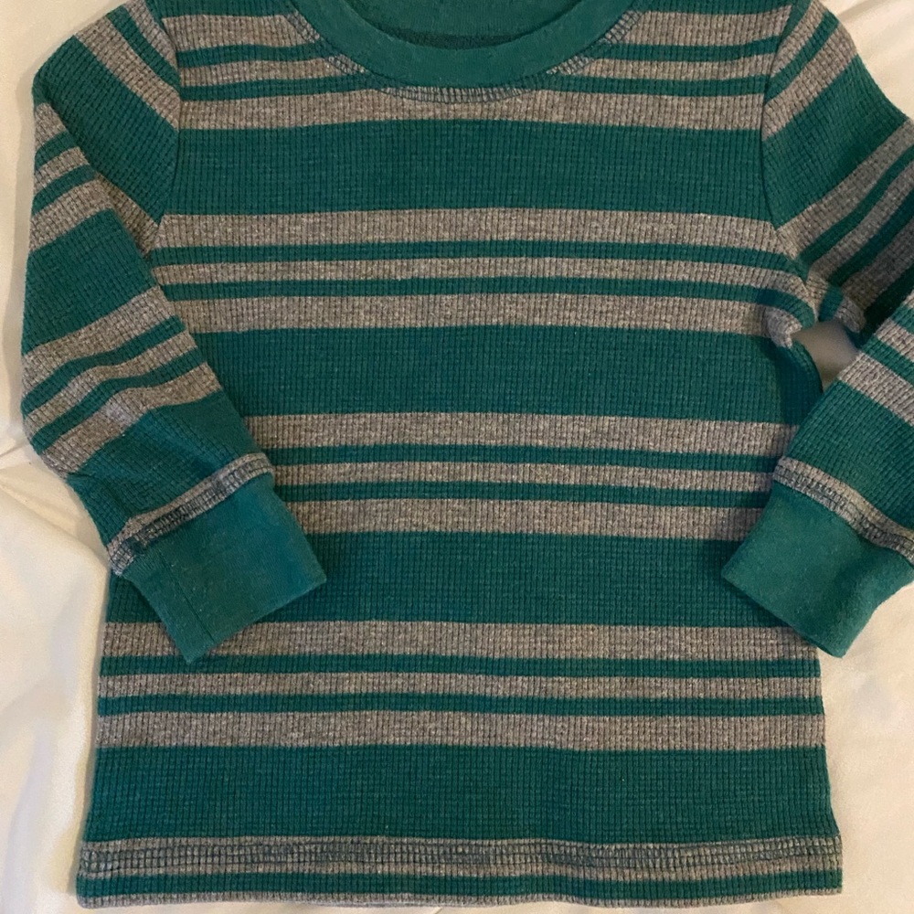 Striped Kids Long Sleeve Shirt - Green and Gray